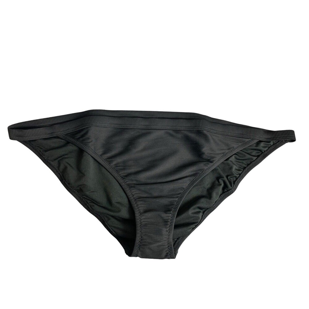 J. Crew Women's Sz 2X Ribbed Trim Hipster Full Coverage Bikini Bottom Black New!